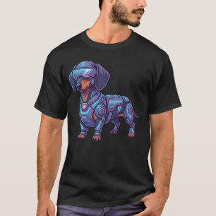 Cyberpunk Neon Teckel Futuristische Gamer T-shirt