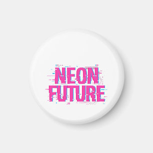 Cyberpunk Neon Toekomst Glitch Typografie Magneet