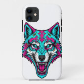 Cyberpunk Neon Wolf - Synthwave Robotic Animal Case-Mate iPhone Case (Achterkant)