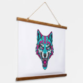 Cyberpunk Neon Wolf - Synthwave Robotic Animal Hangend Wandkleed (Gebogen)