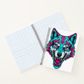 Cyberpunk Neon Wolf - Synthwave Robotic Animal Notitieboek (Binnen)