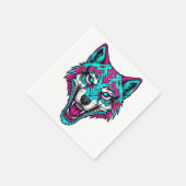 Cyberpunk Neon Wolf - Synthwave Robotic Animal Servet (Hoek)