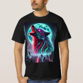 Cyberpunk Neon Wolf T-Shirt Design. (Devant)