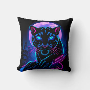 Cyberpunk Neon Zwarte Panter Kussen