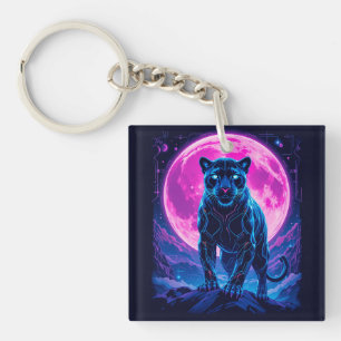 Cyberpunk Neon Zwarte Panter Sleutelhanger