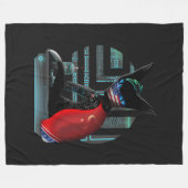 Cyberpunk Ninja Black Cat Fleece Deken (Voorkant (Horizontaal))