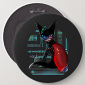 Cyberpunk Ninja Black Cat Ronde Button 6,0 Cm (Voorkant /achterkant)