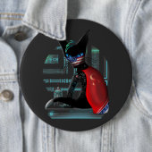 Cyberpunk Ninja Black Cat Ronde Button 6,0 Cm (In situ)