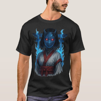 Cyberpunk Oni-meisje met Torii-poort T-shirt