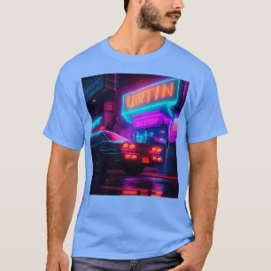 Cyberpunk Outrun City Automobiel Futuristische AI  T-shirt