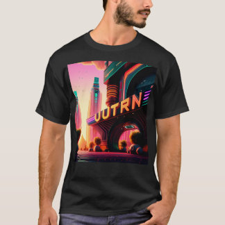 Cyberpunk Outrun City Futuristische AI Gegenereerd T-shirt