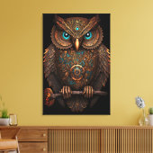 Cyberpunk Owl Steampunk Metal Bird Fantasy Canvas Afdruk (Insitu (Woonkamer))