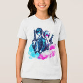 Cyberpunk Rebels – Neon Duo met blasters Tri-Blend Shirt (Voorkant)