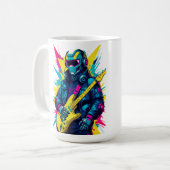 Cyberpunk Robot Guitarist Synthwave Art Mug Koffiemok (Voorkant links)