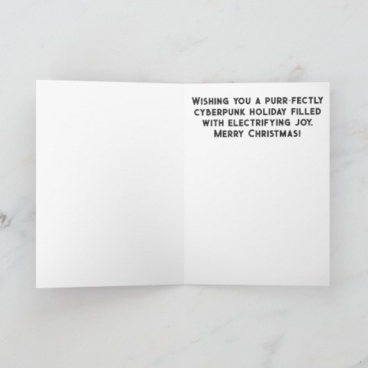 Cyberpunk Robot Kat Kerstmis Feestdagen Kaart (Binnen)