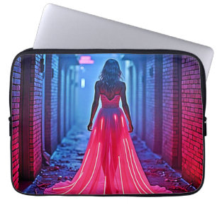 Cyberpunk Roze Licht Jurk Steeg Mysterie Kunst Laptop Sleeve