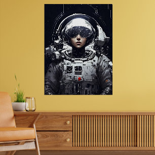 Cyberpunk Ruimtevaarder Meisje Sci-Fi Poster