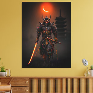 Cyberpunk Samurai Futuristic Warrior Canvas Afdruk