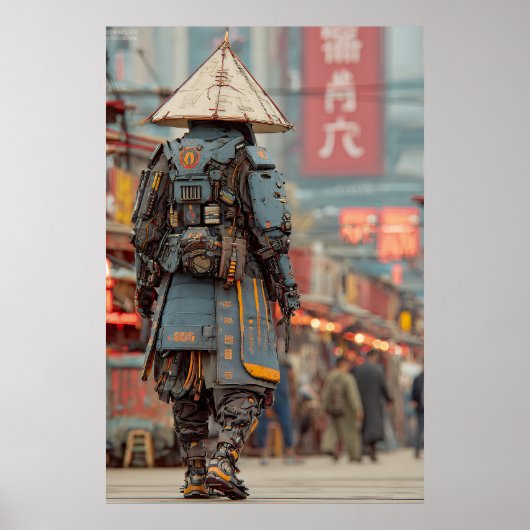 Cyberpunk Samurai Mecha Kegelvormige Hoed Poster (Voorkant)