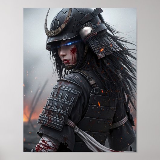 Cyberpunk Samurai Meisje Poster (Voorkant)