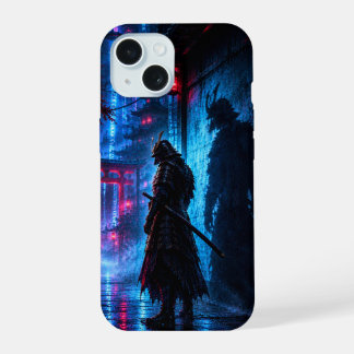 Cyberpunk Samurai Poster – Neon Ronin Shadow iPhone 15 Hoesje