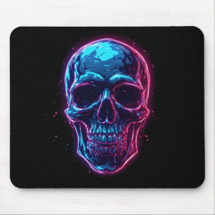 Cyberpunk Schedel Neon Synthwave Gloed Gamer Goth Muismat