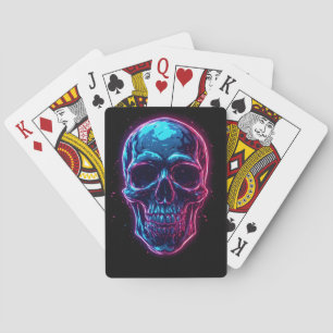 Cyberpunk Schedel Neon Synthwave Gloei Gamer Goth Pokerkaarten