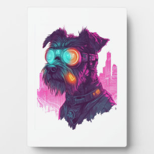 Cyberpunk Schnauzer � Futuristische Neon Hond Fotoplaat