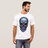 Cyberpunk Skeleton T-Shirt – Futuristic Neon Skull (Devant entier)