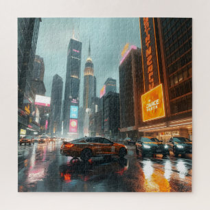 Cyberpunk Skyscrapper City Cars Legpuzzel