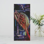 Cyberpunk Sparrow in het Neon Cityscape Bladwijzer Menu (Staand voorkant)