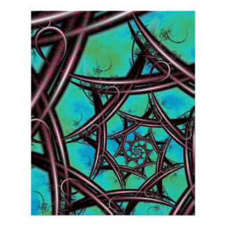 Cyberpunk Ster Spiraal Fractal Perfect Poster