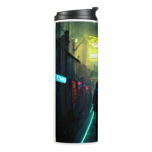 Cyberpunk Street Thermal Tumbler Thermosbeker (Gedraaid links)
