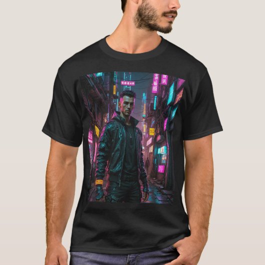 Cyberpunk T-shirt met thema (Voorkant)