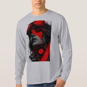 Cyberpunk Tactische Meisje Rode Doel Lange Mouw T-shirt