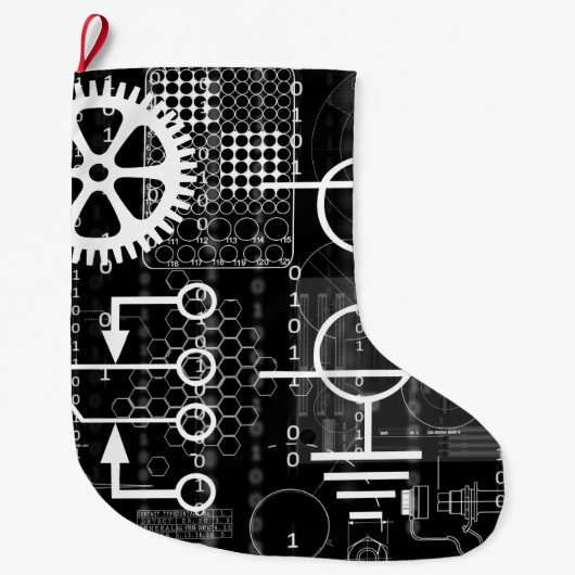Cyberpunk Tech Geek Gear Electronic Engineer Wisku Grote Kerstsok (Voorkant)