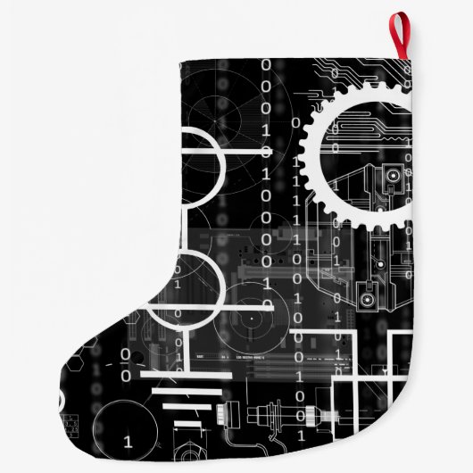 Cyberpunk Tech Geek Gear Electronic Engineer Wisku Grote Kerstsok (Achterkant)