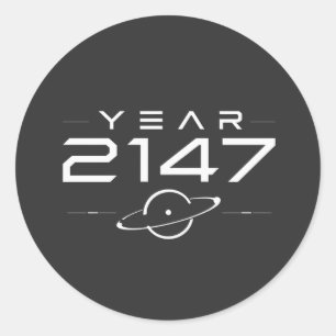 Cyberpunk Toekomst Jaar 2147 Sci-Fi Retro Futurism Ronde Sticker