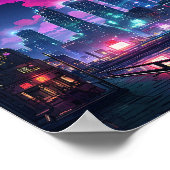 Cyberpunk Tokyo Riverfront Poster (Hoek)