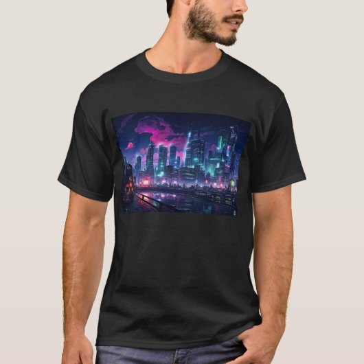 Cyberpunk Tokyo Riverfront T-shirt (Voorkant)