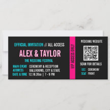 Cyberpunk Trouw Uitnodiging Ticket | Neon VIP