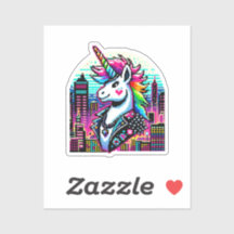 Cyberpunk Unicorn Neon Pixel Art Cityscape Design