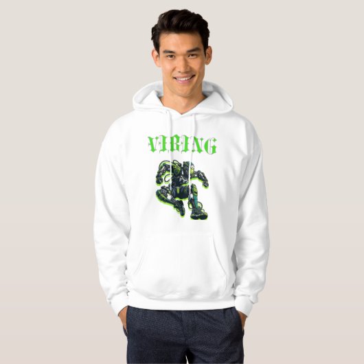 Cyberpunk VIBING T-shirt met capuchon (Voorkant volledig)