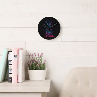 Cyberpunk VR Gamer Wall Clock | Neon Gaming Room D Ronde Klok