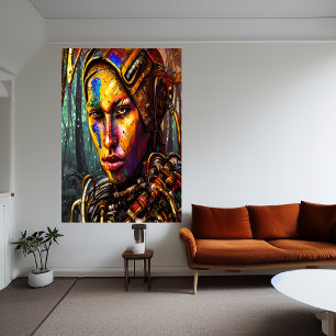 Cyberpunk vrouw krijger   AI Art Poster