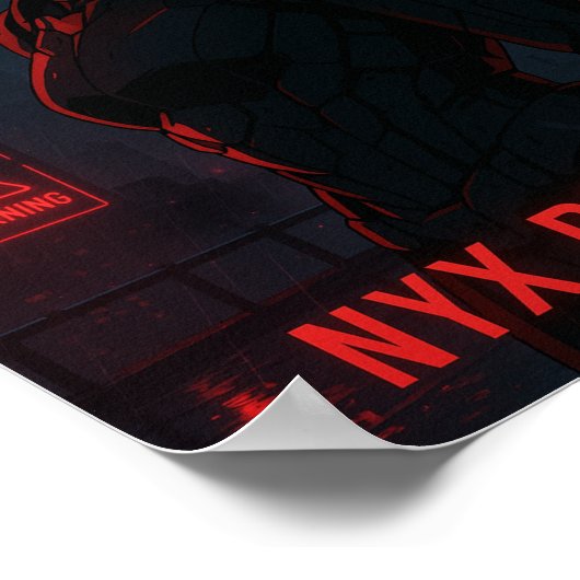 Cyberpunk Warrior Anime Girl Poster (Hoek)