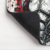 Cyberpunk Warrior Graffiti Mousepad – Rood, Zwart Muismat (Hoek)