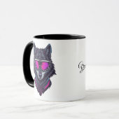 Cyberpunk Wolf Neon Art Personalizable Name Mug -  (Devant gauche)