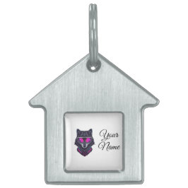 Cyberpunk Wolf Neon Art Personalizable Name Mug - Huisdieren Naamplaatje