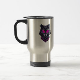 Cyberpunk Wolf Neon Art Personalizable Name Mug - Reisbeker